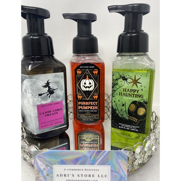 3 Bath Body Works Gentle Foaming Hand SOAP Candy Corn, Happy Hunting & Pumpkin - Picture 2 of 10